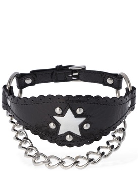 Leather choker w/ star & chain
