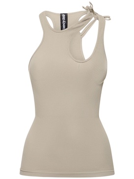 Ribbed jersey top w/ double straps