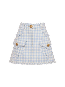 Trapeze gingham tweed mini skirt