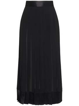 High waist pleated georgette midi skirt