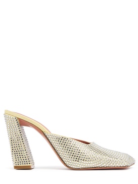 95mm Charlotte satin & crystal mules