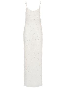 Embroidered viscose georgette long dress