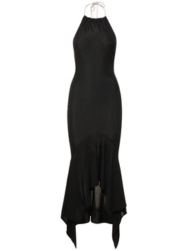 Viscose jersey long halter dress
