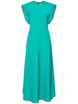 Folded cap sleeve viscose midi dress