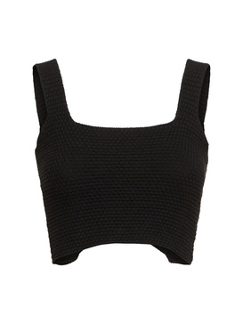 Chunky knit cotton blend cropped top