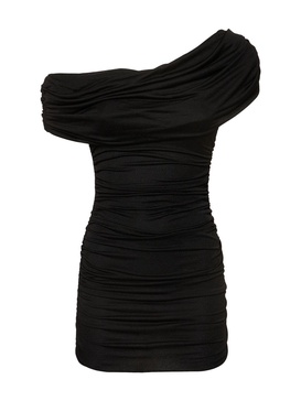 Draped jersey sablé dress