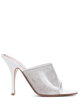 105mm PVC & lamé mule sandals