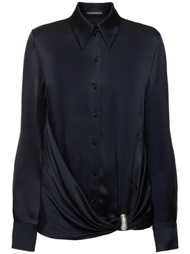 Draped satin shirt