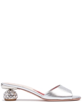 50mm Jewel Heel metallic leather mules