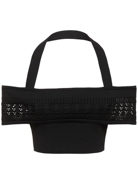 Stretch viscose knit top w/ mesh details