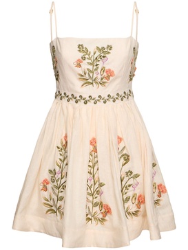 Sapucai flowers linen mini dress