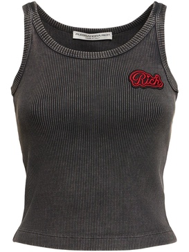 Ribbed jersey sleeveless top w/ patch