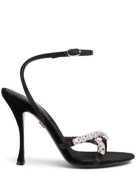 105mm Velvet & crystal sandals