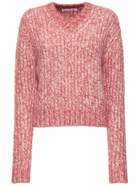 Chunky mélange wool blend knit sweater