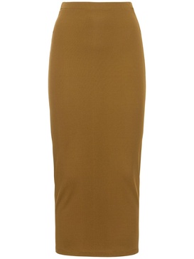 Viscose jersey high rise midi skirt