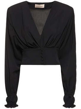 Gathered crepe crop top