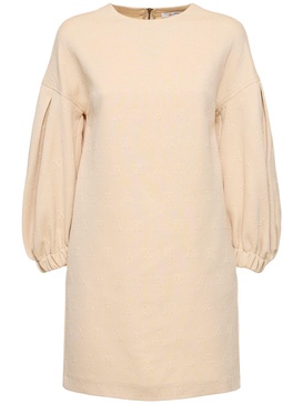 Cotton jersey mini dress w/ drawstring