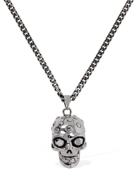 Jeweled Skull brass necklace