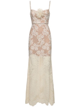 Embellished lace maxi dress