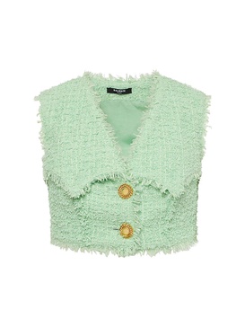 Cropped tweed vest