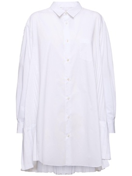 Cotton blend pleated shirt