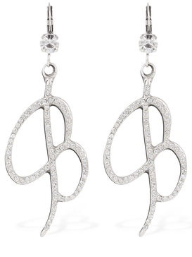 Crystal B logo drop earrings
