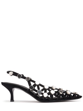 50mm Grid suede slingbacks