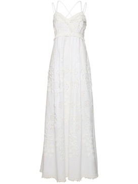 Embroidered eyelet lace long dress