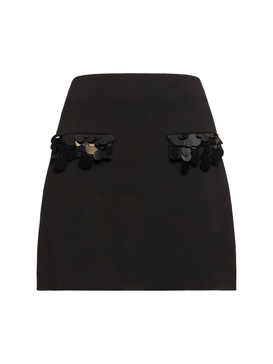 Double crepe cady mini skirt w/sequins