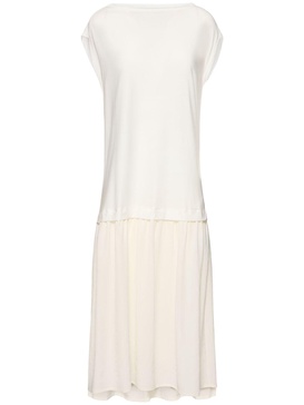 Crepe de chine & taffeta midi dress