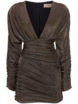 Draped lurex jersey mini dress