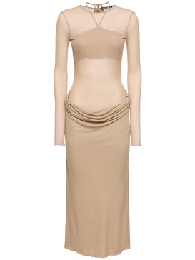 Draped jersey midi dress