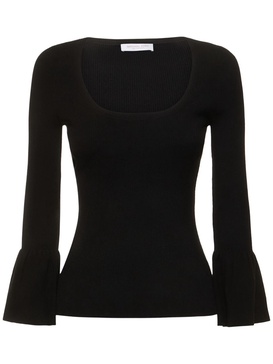 Bell sleeve viscose jersey top