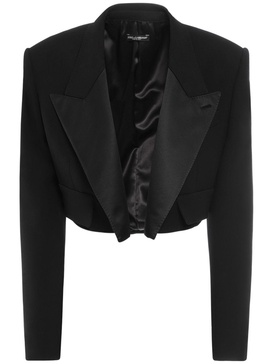 Wool blend cropped tuxedo jacket