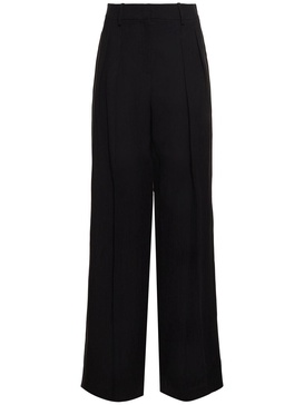 Linen mid rise wide pants