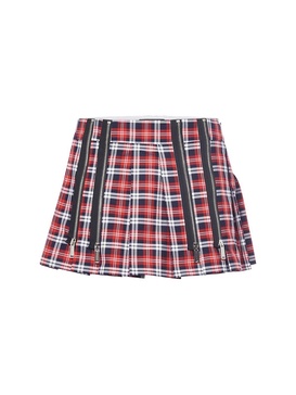 Plaid cotton mini skirt w/ zips