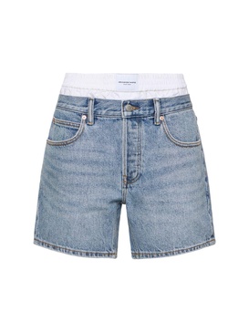 Loose cotton denim shorts
