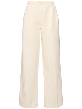 Cotton & linen wide leg pants