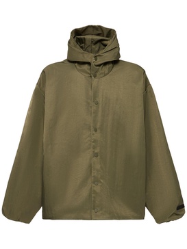 Textured nylon zip-up hoodie