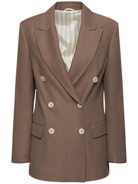 Fluid twill double breast blazer