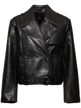 Simone leather blend biker jacket