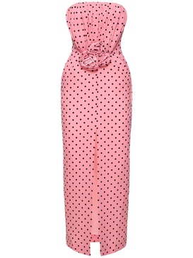Flocked polka dot silk georgette dress