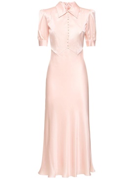 Silk satin short sleeve long dress