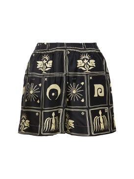 Exter printed silk twill shorts