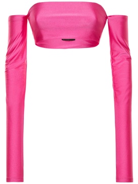 Lexi off-shoulder shiny lycra crop top