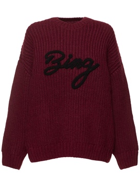Sydney logo wool blend rib knit sweater