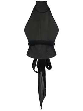 Couture bow silk organza top
