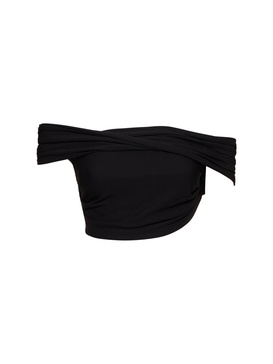 Draped crepe jersey crop top