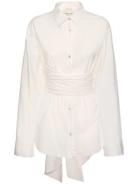 Knotted poplin long shirt