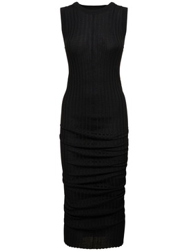 Twist fine ribbed wool dress